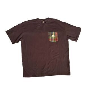Converse Men's XL Black Tee - Plaid Pocket Accent